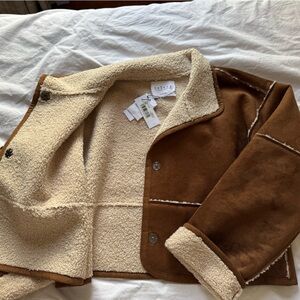 Velvet by Graham & Spencer Tan and Cream Bomber Jacket